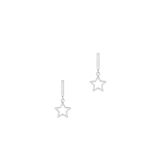 Sterling Silver Hollow Star Drop Earrings