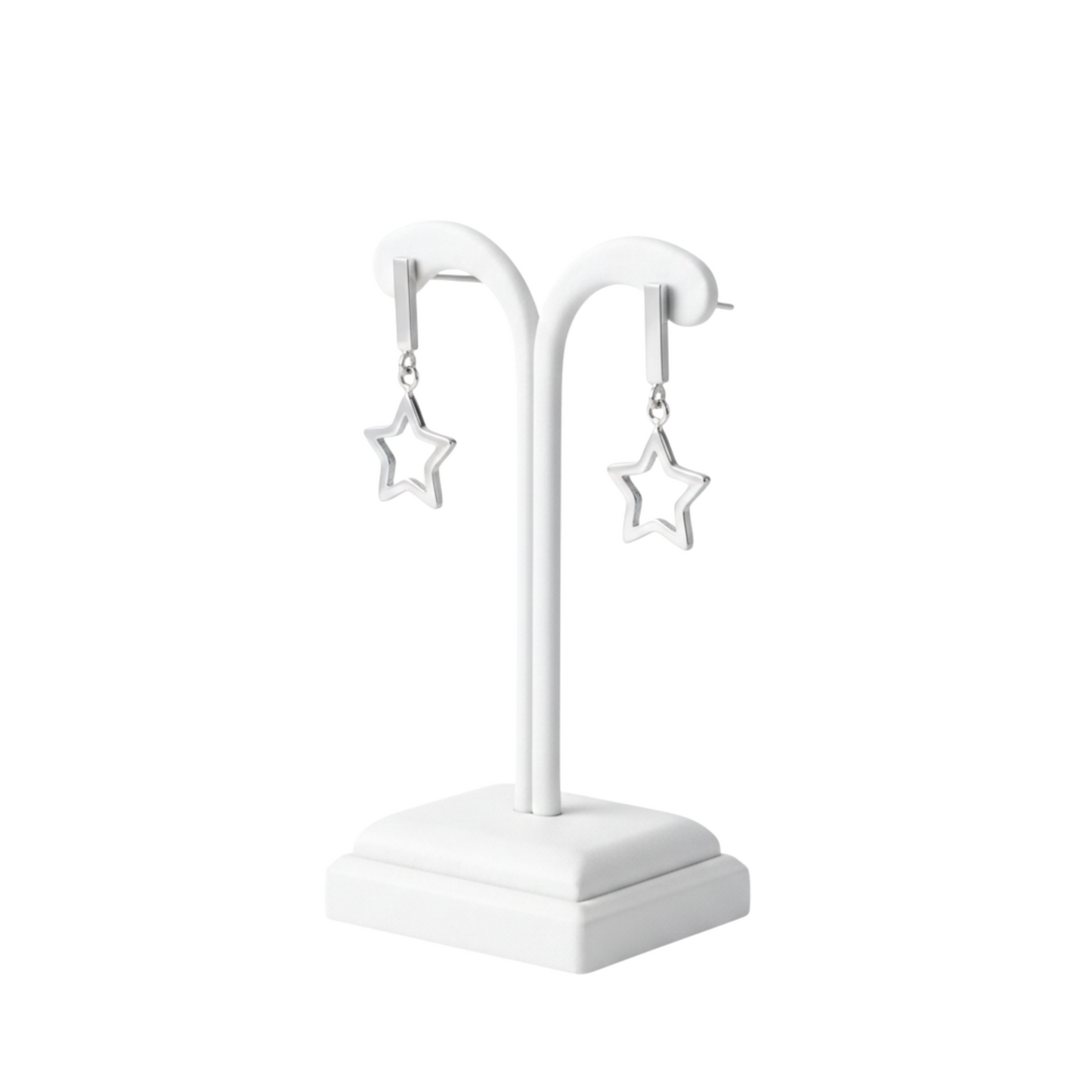 Sterling Silver Hollow Star Drop Earrings