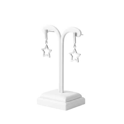 Sterling Silver Hollow Star Drop Earrings