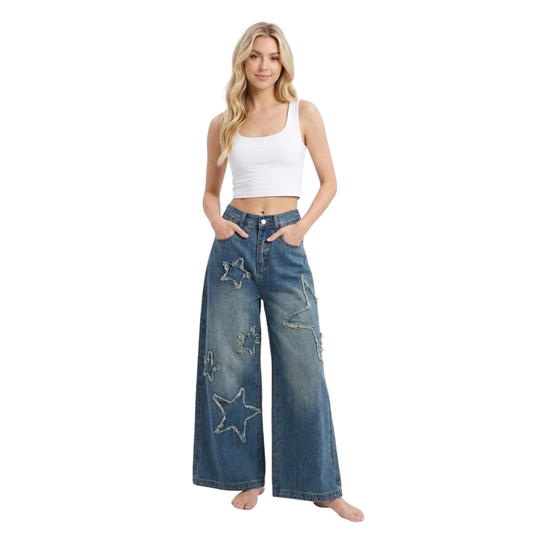 Frayed Star Ultra Wide Denim