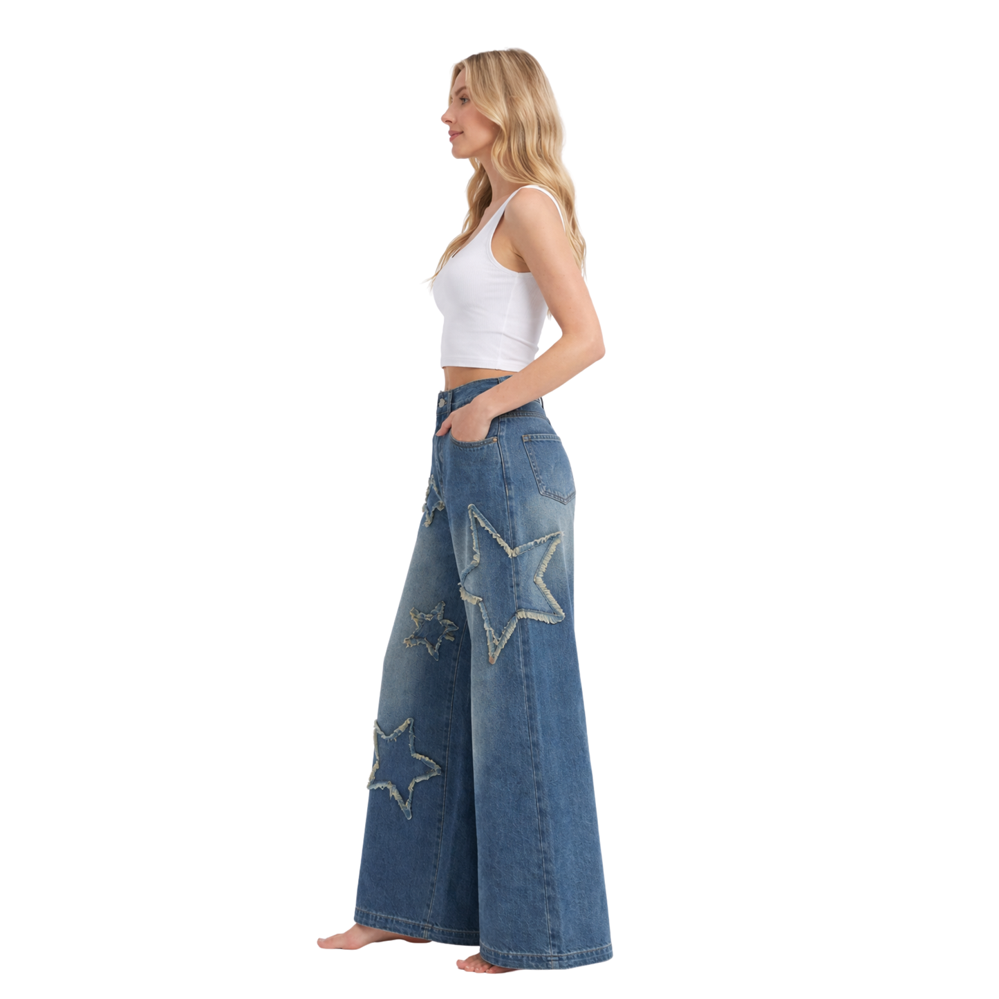 Frayed Star Ultra Wide Denim