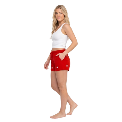Star Embroidery Fleece Shorts
