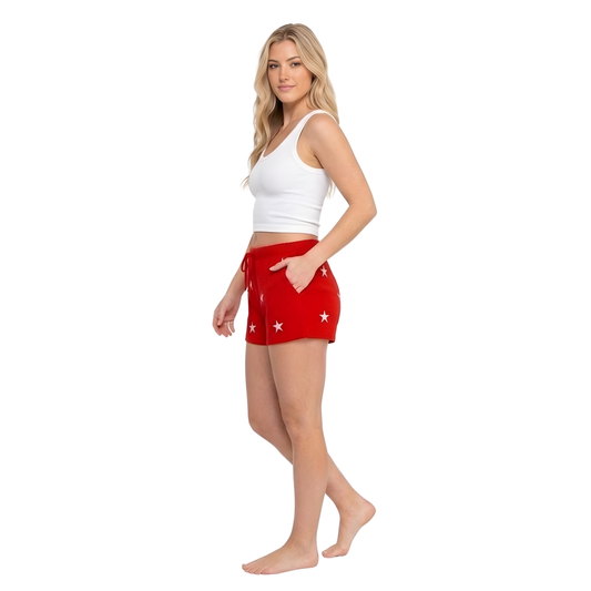 Star Embroidery Fleece Shorts