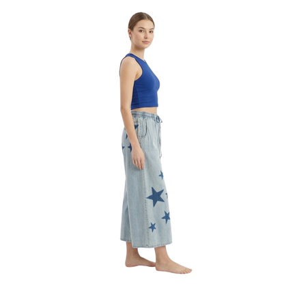 Starry Wide-Leg Denim Pants