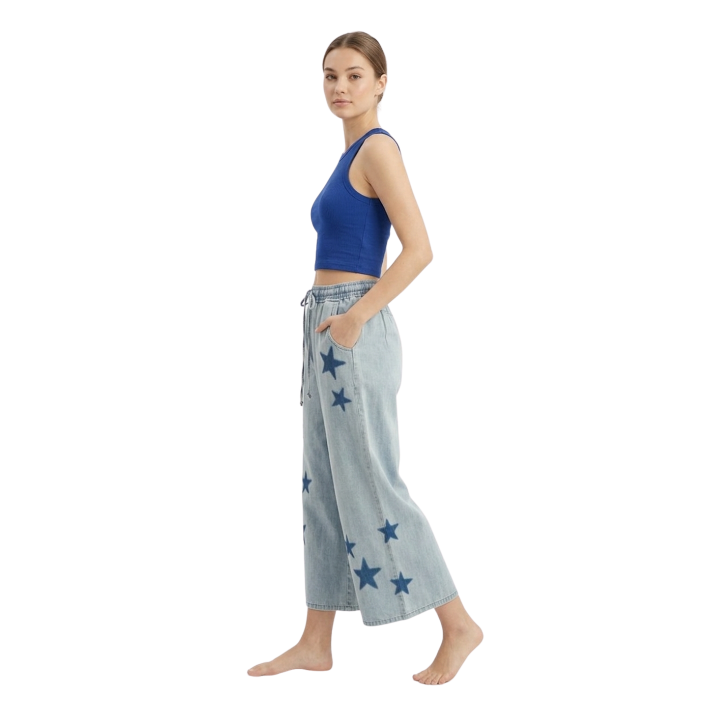 Starry Wide-Leg Denim Pants
