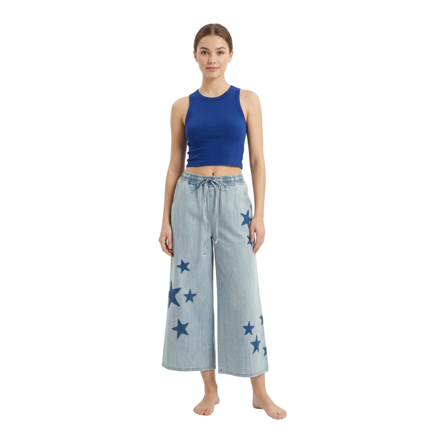 Starry Wide-Leg Denim Pants