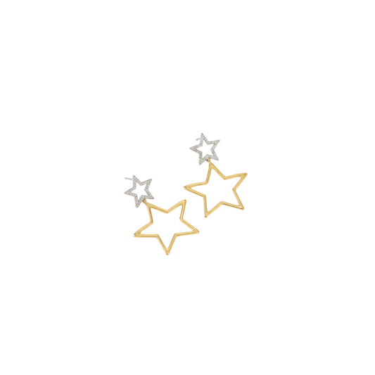 Rhinestone Double Star Statement Earrings