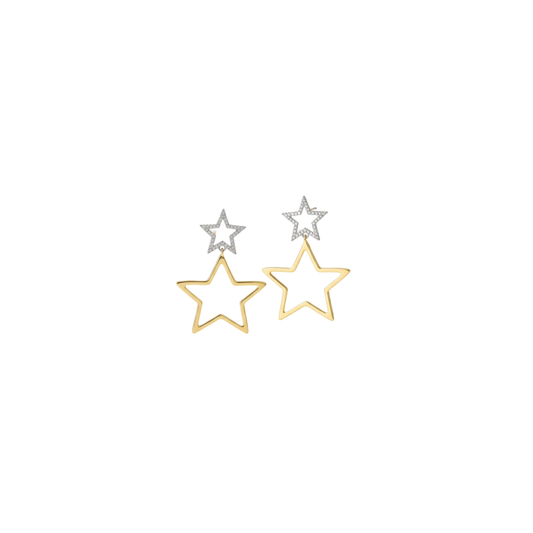Rhinestone Double Star Statement Earrings