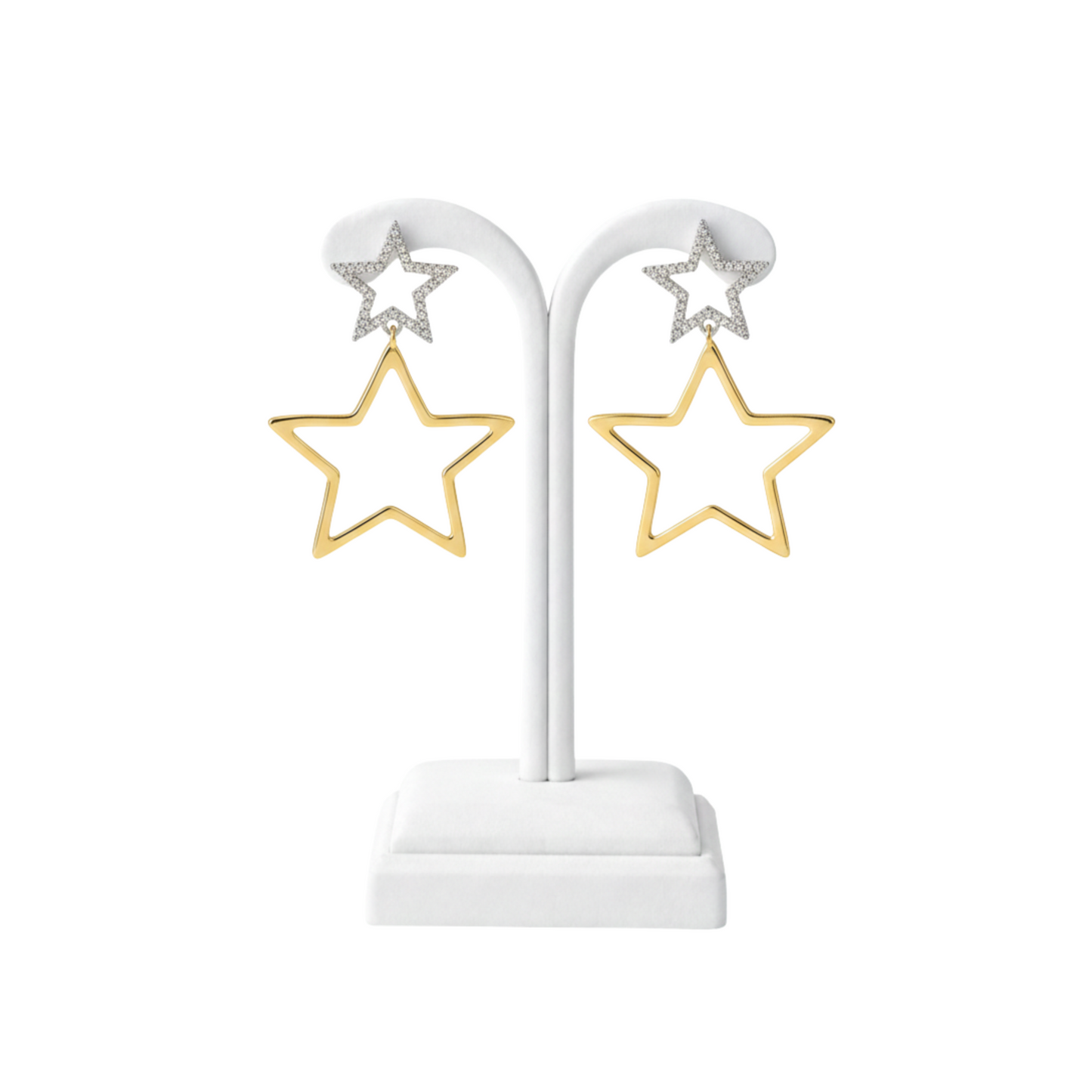 Rhinestone Double Star Statement Earrings