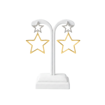 Rhinestone Double Star Statement Earrings