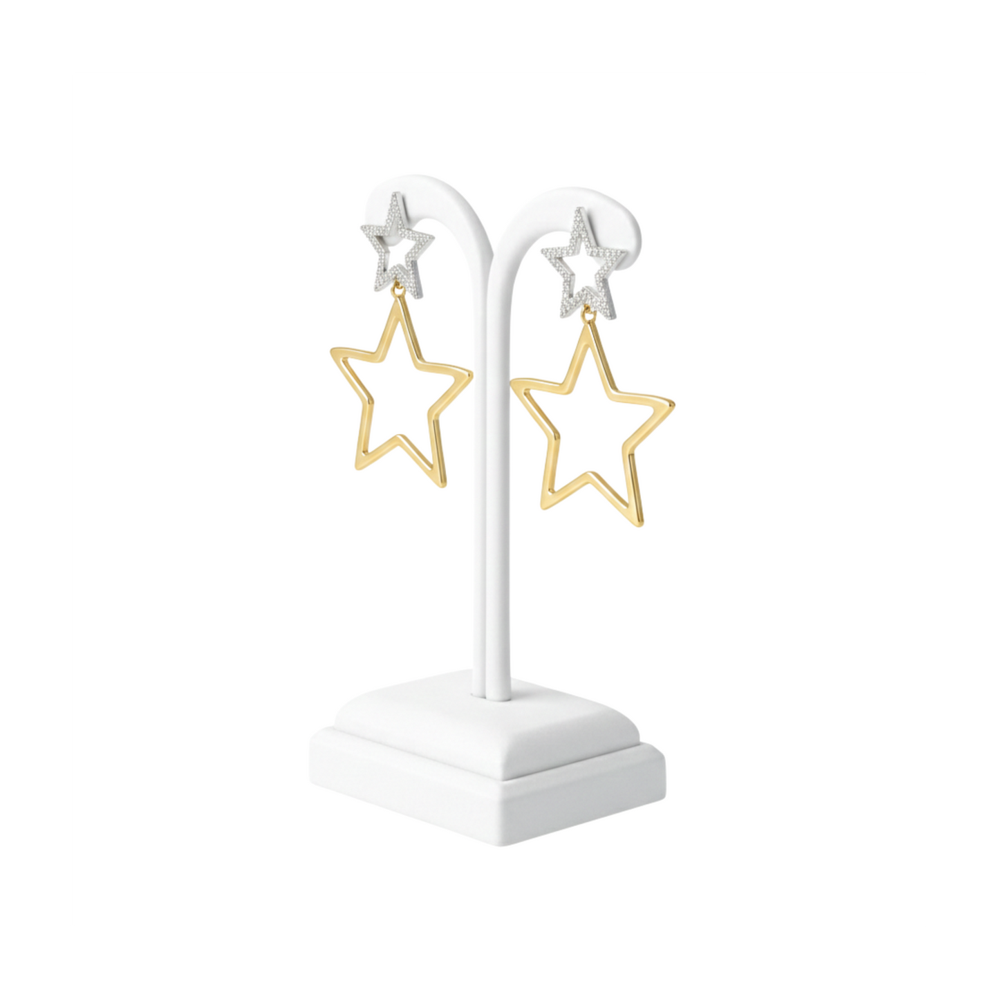 Rhinestone Double Star Statement Earrings