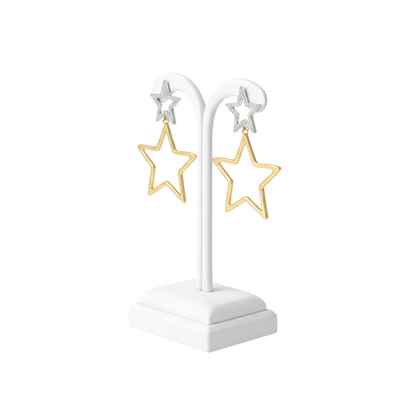 Rhinestone Double Star Statement Earrings