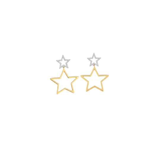 Rhinestone Double Star Statement Earrings