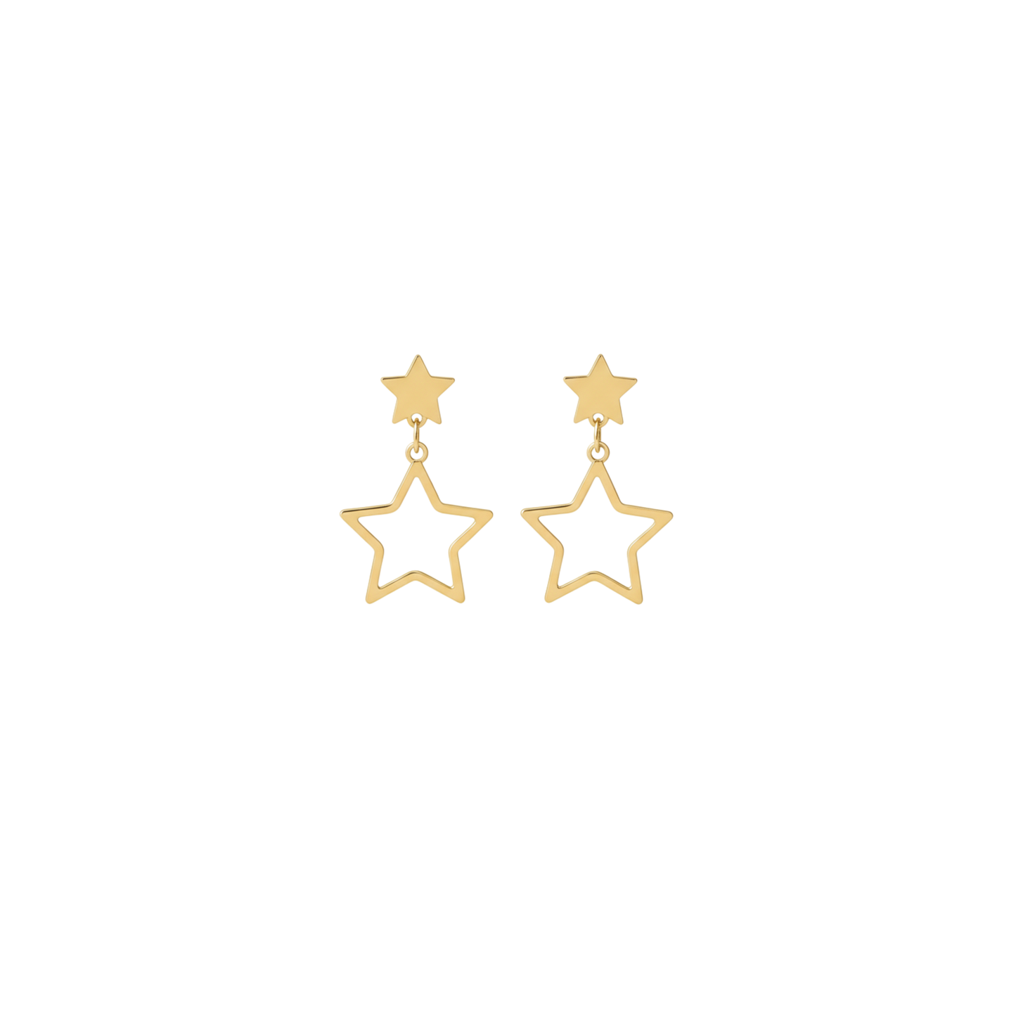 Golden Double Star Drop Earrings
