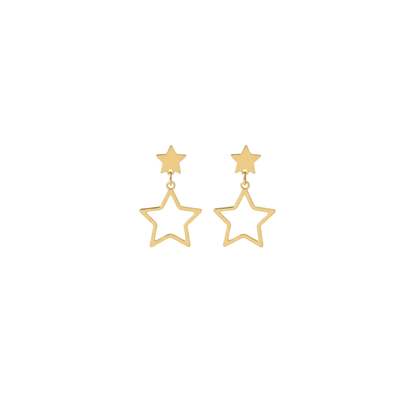 Golden Double Star Drop Earrings