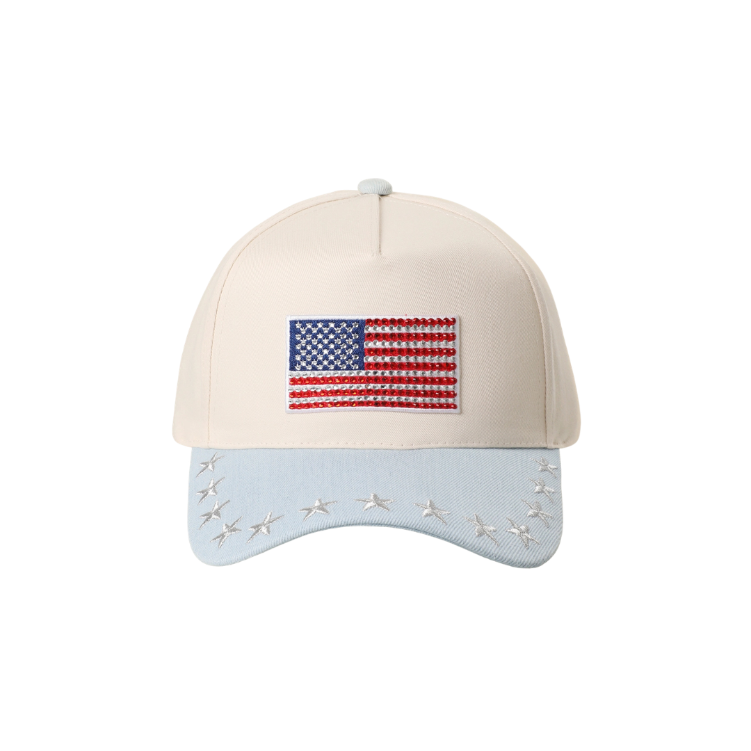 Rhinestone Flag Trucker Cap