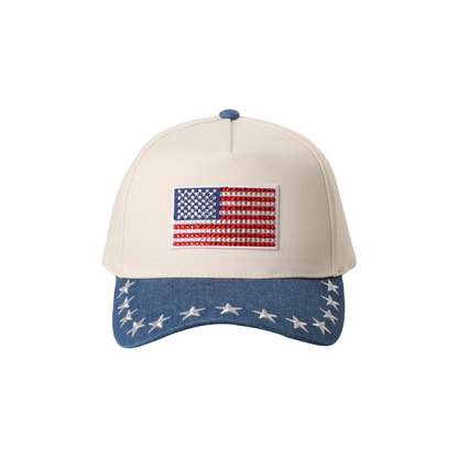Rhinestone Flag Trucker Cap