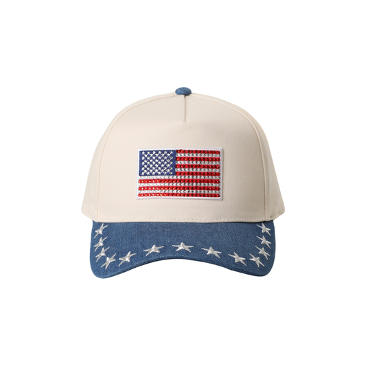 Rhinestone Flag Trucker Cap
