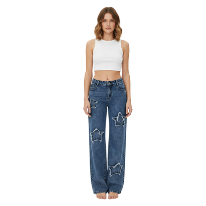 Western Star Patch Wide-Leg Jeans