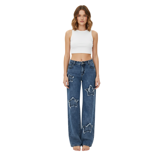 Western Star Patch Wide-Leg Jeans