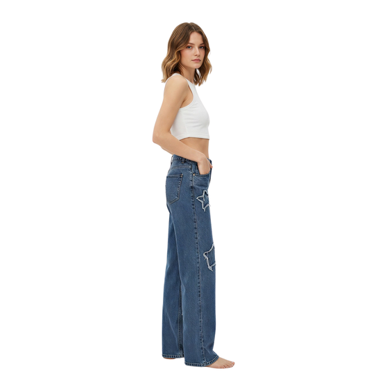 Western Star Patch Wide-Leg Jeans