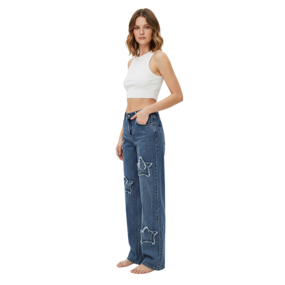 Western Star Patch Wide-Leg Jeans