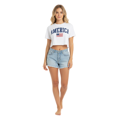 USA Flag Crop Tee
